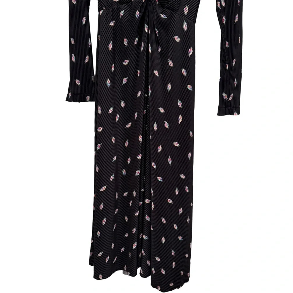 NWT Rotate Birger Christensen Number 7 Pleated Black Midi Dress Planet AOP SizeM - Picture 11 of 16
